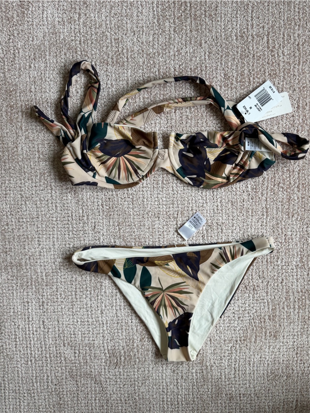 l*space Beige Tropical Print Bikini Set